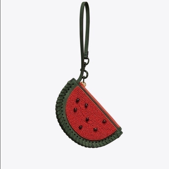 𝅺New Tory Burch Watermelon Beaded Coin Purse - Picture 1 of 6
